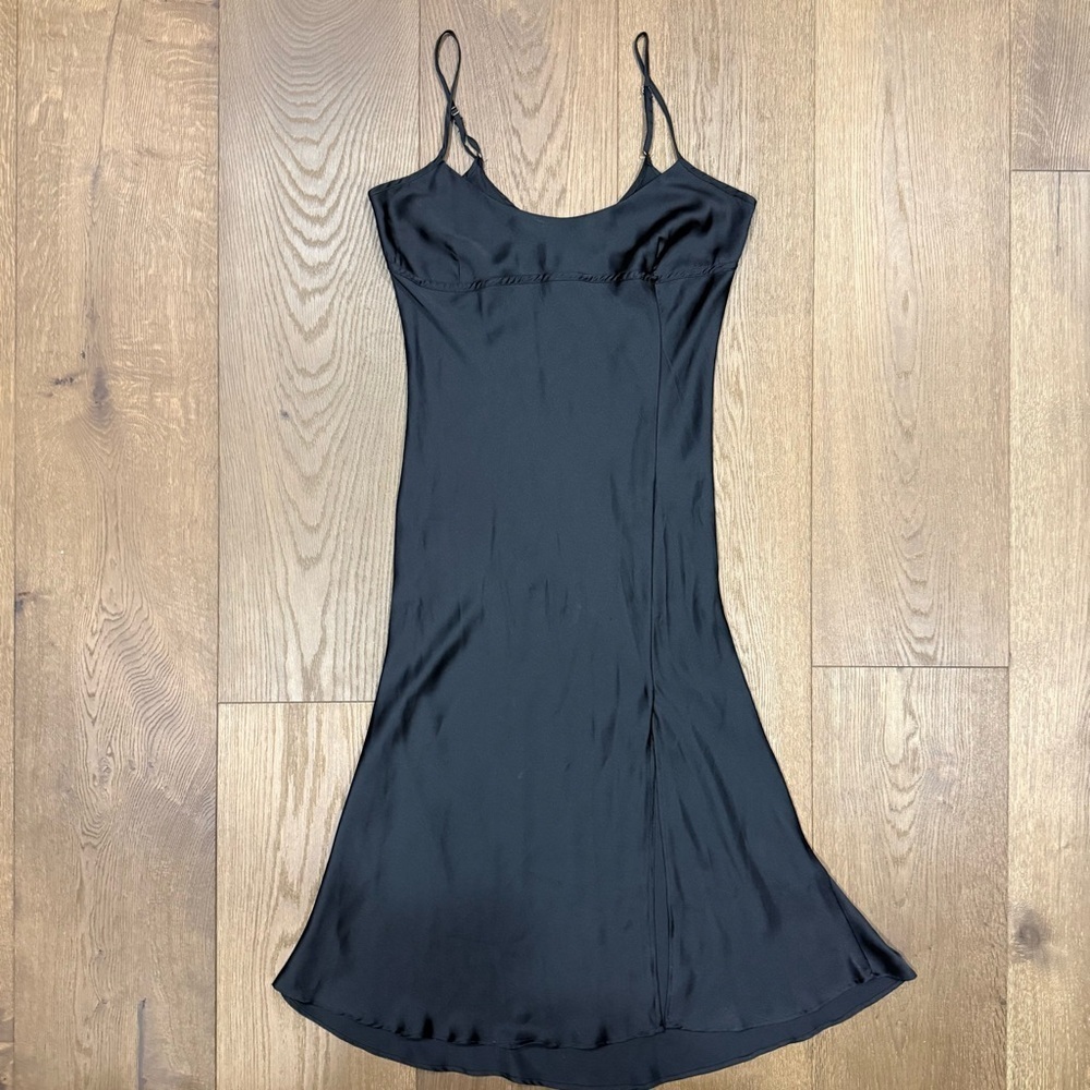 Free People Intimately Silky Satin Cami Midi Slip Dress Black